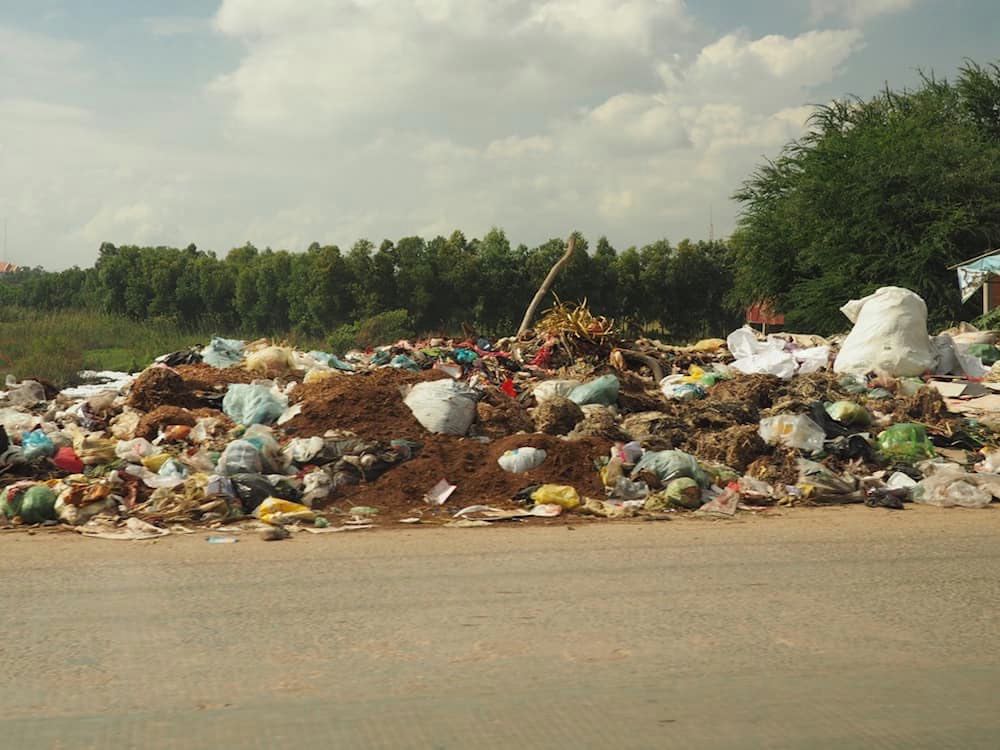 A roadside rubbish pile