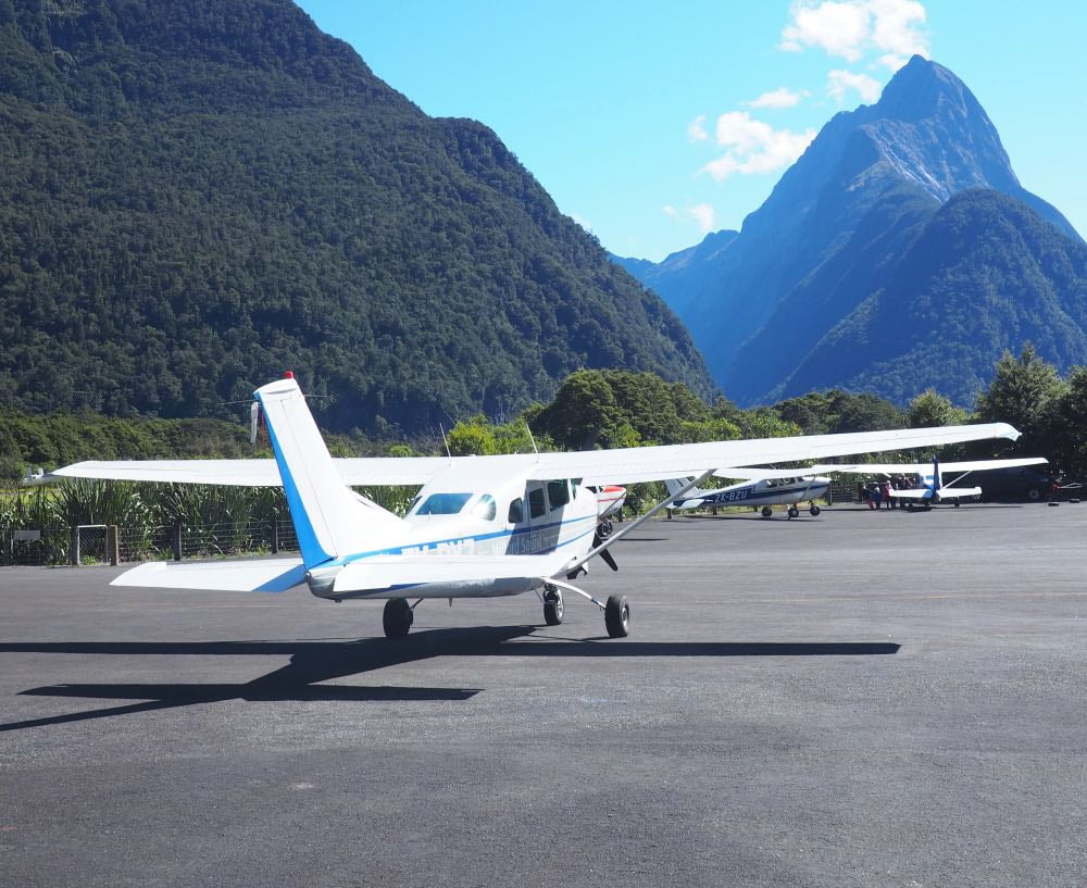 Our light aircraft at Milford Sound