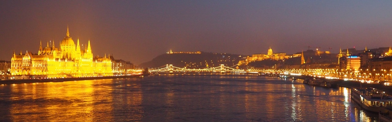 Budapest at night from Margaret Bridge min