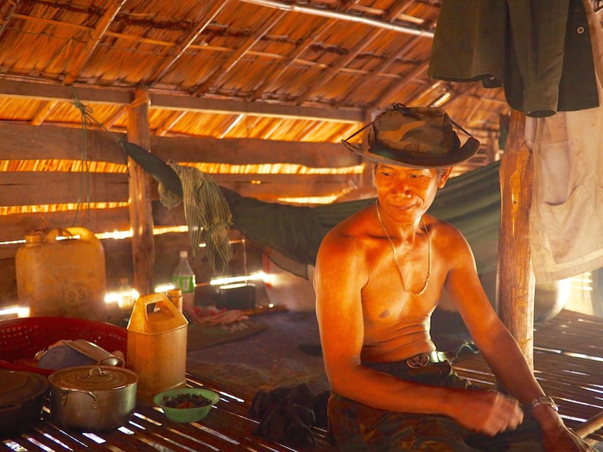 A Bunong villager in his house
