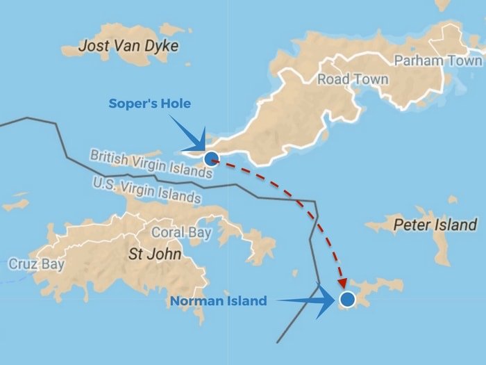 BVI to Norman Island route