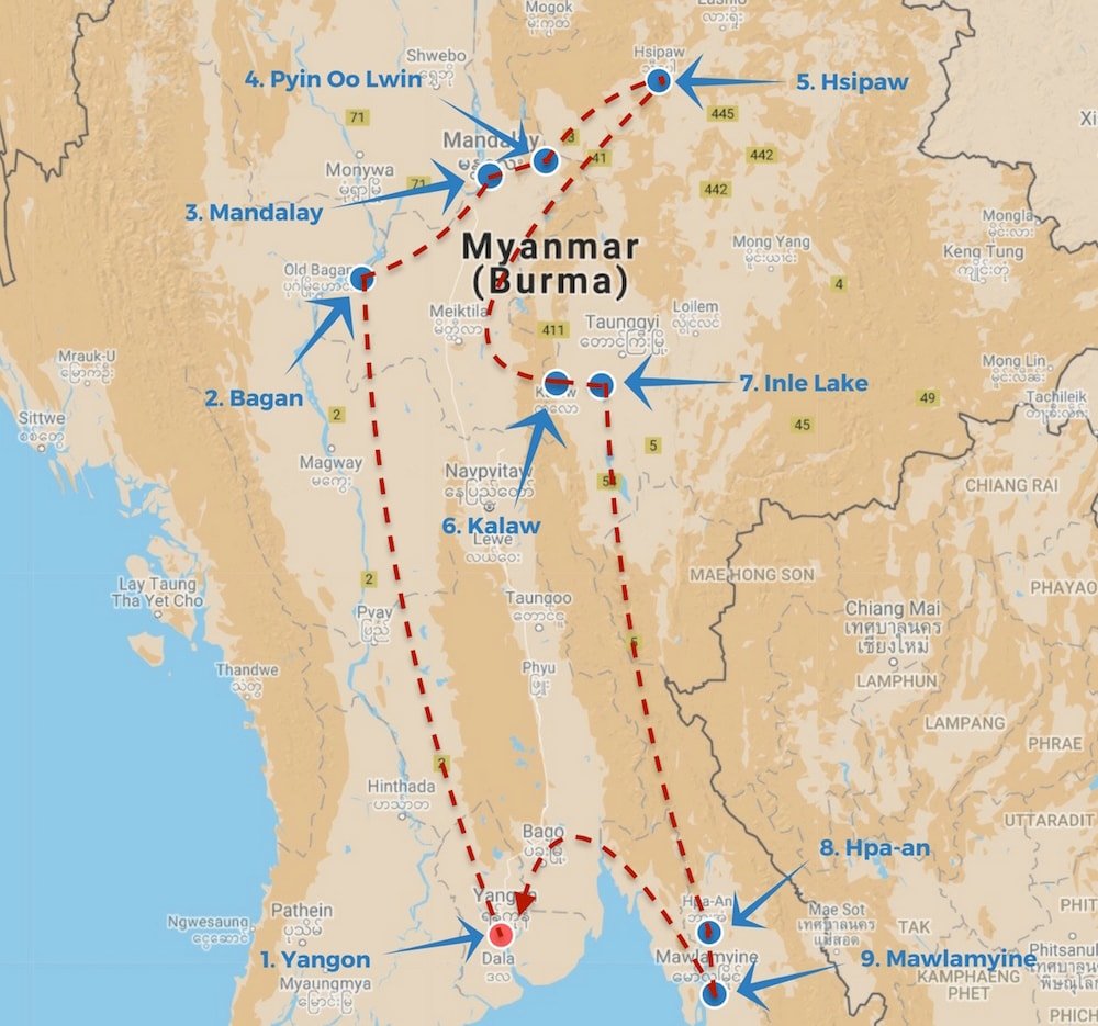 Myanmar route