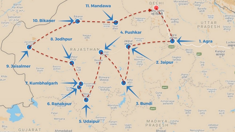 rajasthan road trip itinerary from delhi