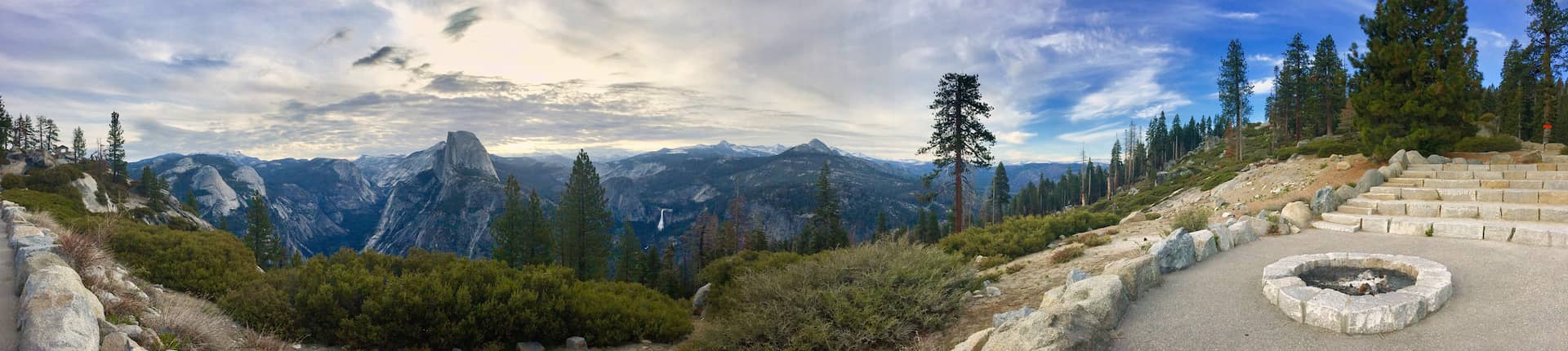 Glacier Point panoramic view of Half Dome and Nevada Fall