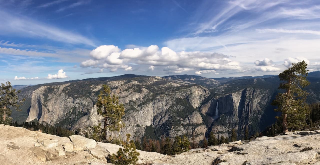 Sentinal Rock to Taft Point Loop view of Yosemite Falls