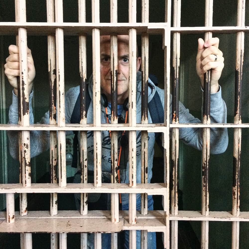 Ian behind bars at Alcatraz