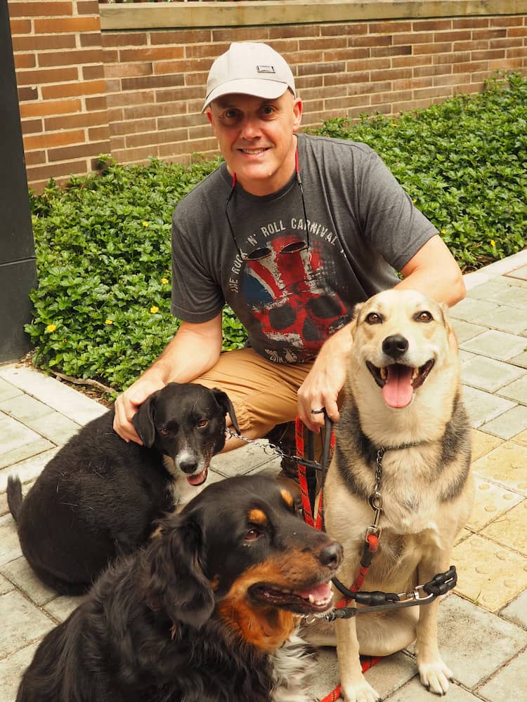 Ian with the dogs - Medellin
