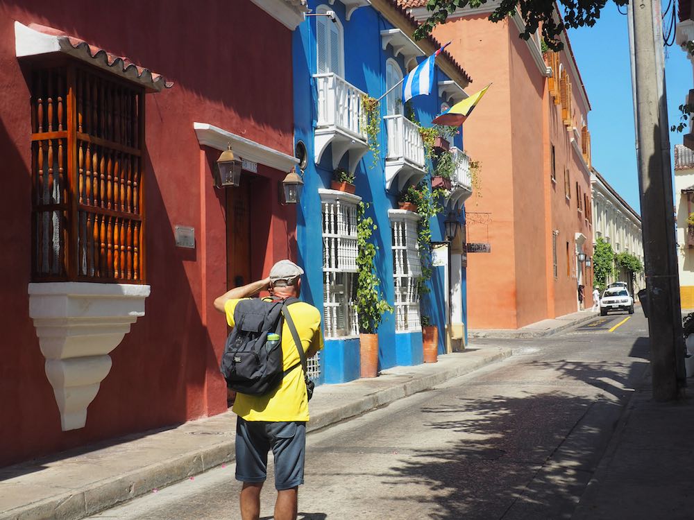 Ian taking a photo in San Diego district, Cartagena