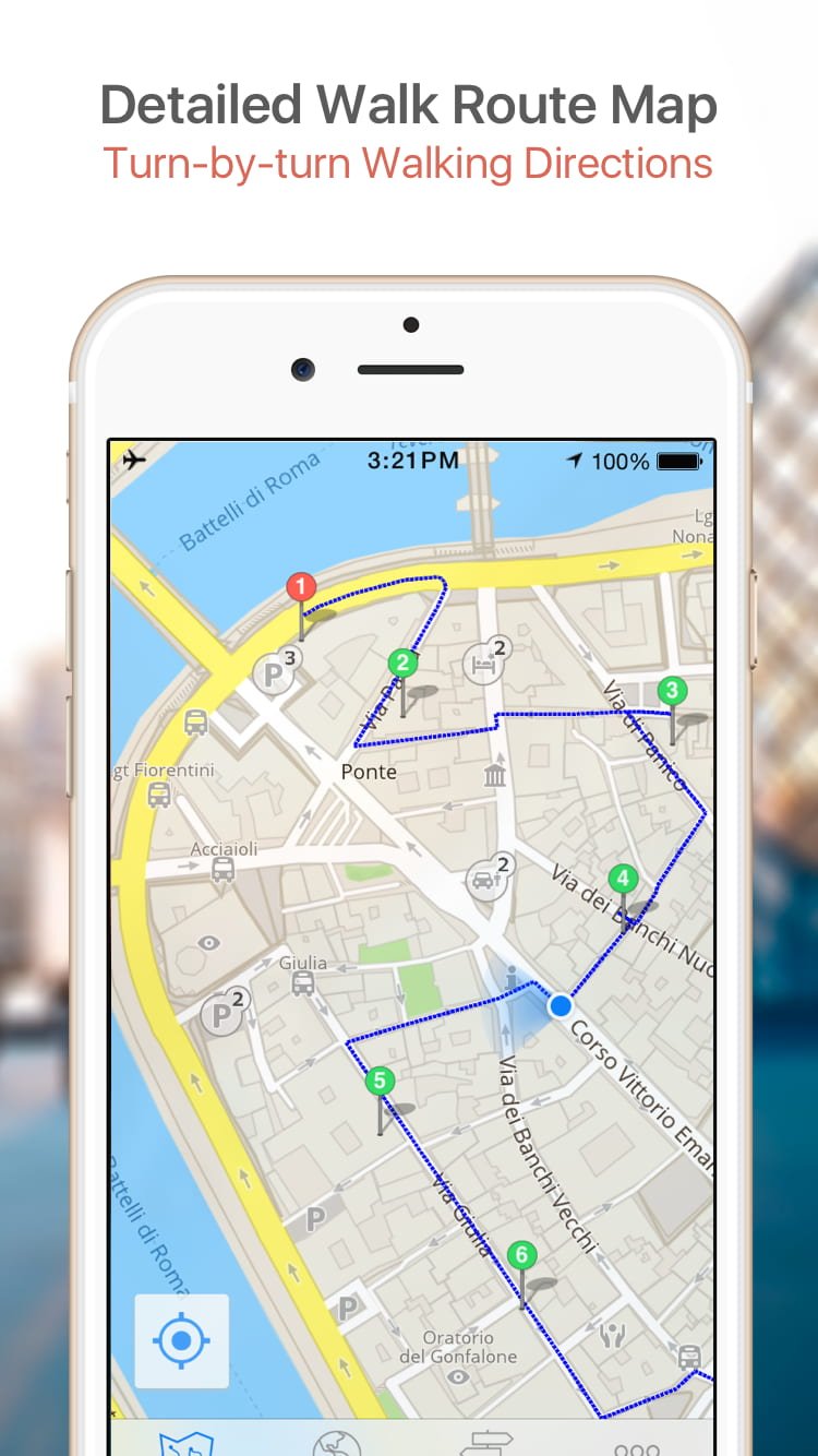 GPSmyCity app - detailed walk route map
