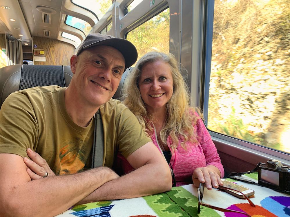 On board the Peru Rail train from Ollantaytambo to Aguas Calientes
