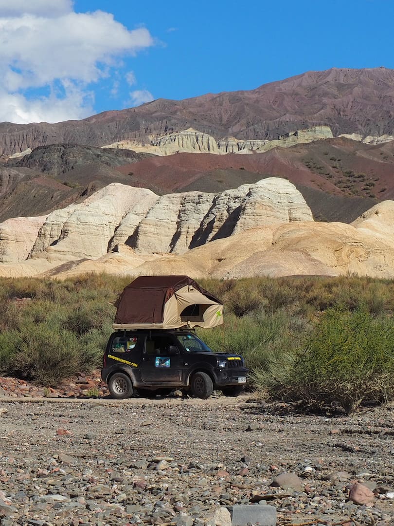 View of our jeep parked in the valley