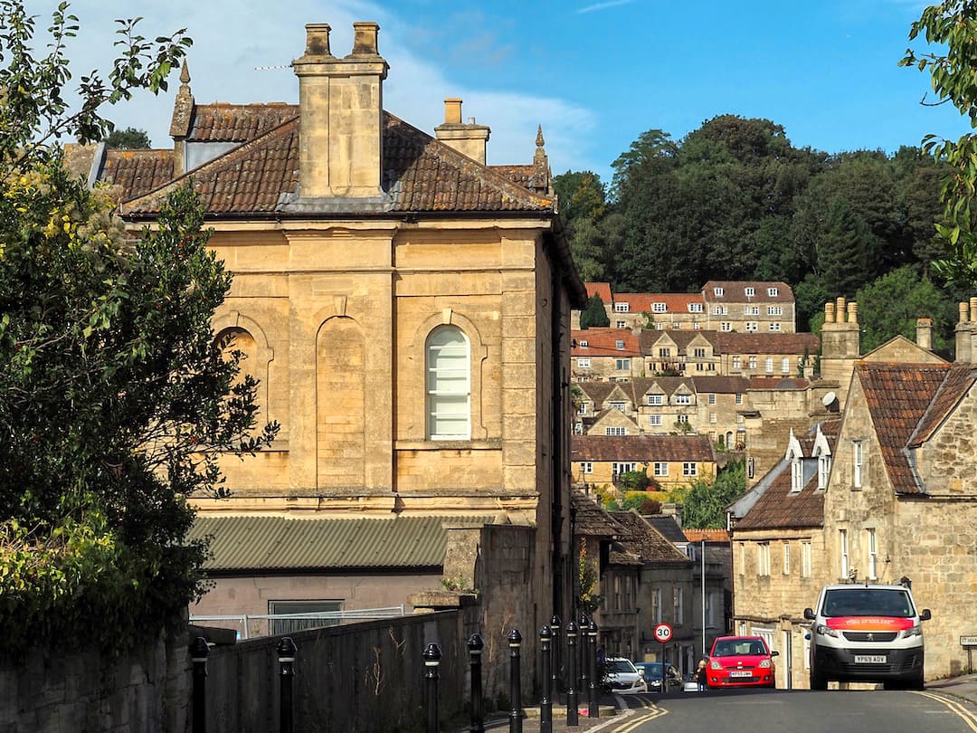 View of Bradford on Avon's buildings from Margaret Street