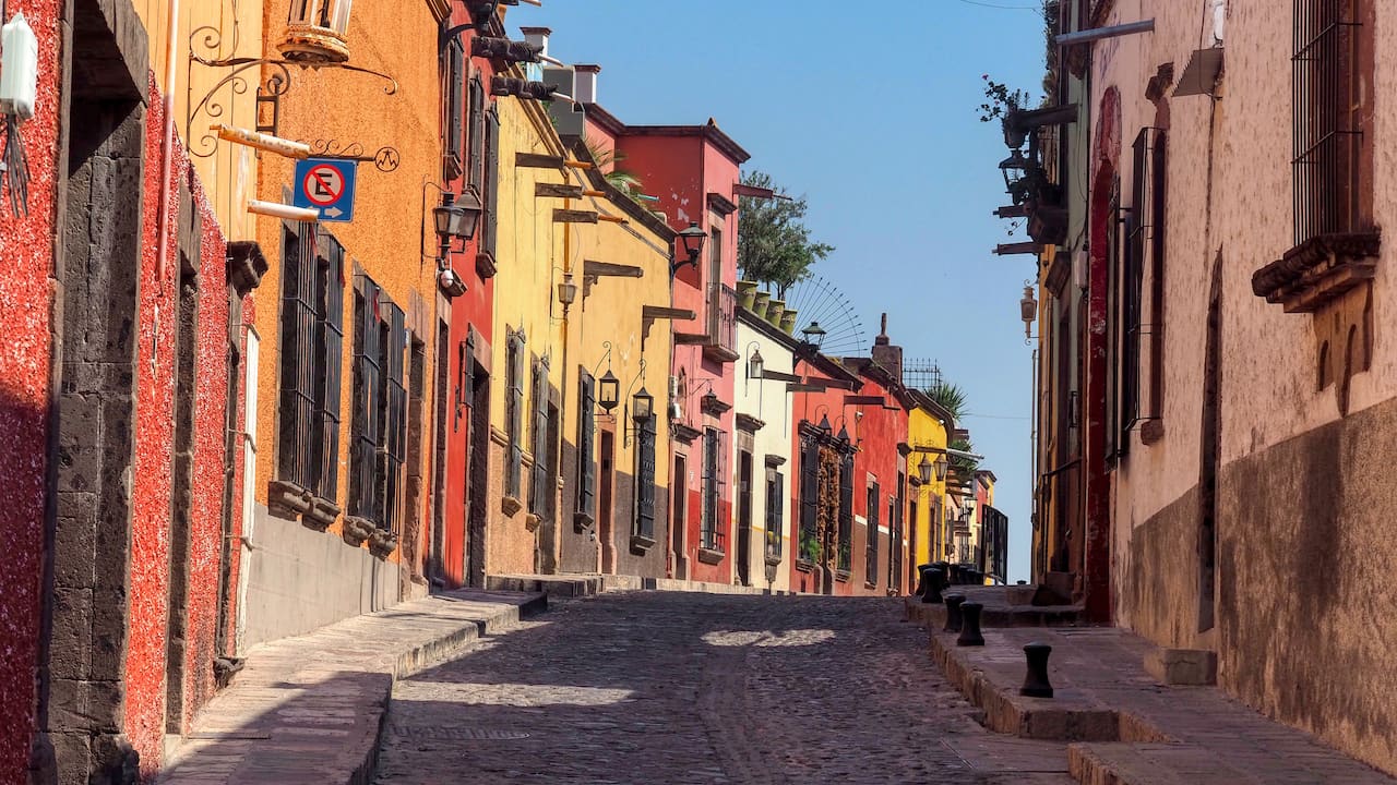 Typical coloured buildings in San Miguel de Allende