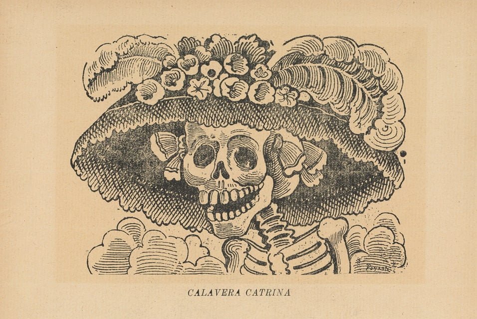 A drawing of La Catrina by Posada
